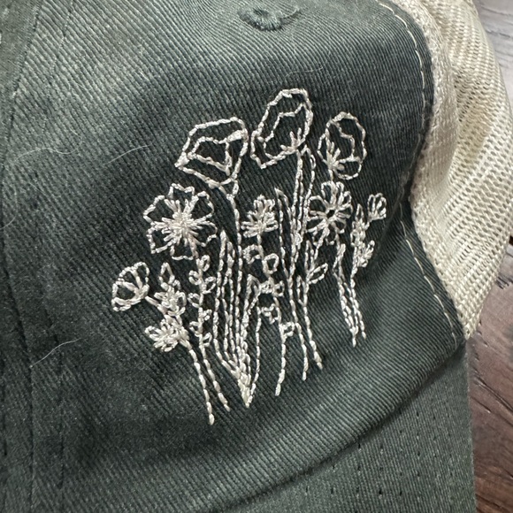 Sportsman Green and Cream Baseball Cap with Floral Embroidery - Picture 8 of 11